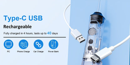 Water Flosser Srivdk Cordless Oral Irrigator with 300ml Tank, Three Pressure Modes, Six Nozzles and USB-C Charging