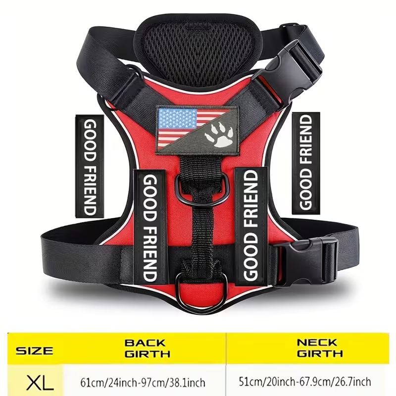 Service Dog Harness with 5 Patches – Reflective Adjustable Oxford Vest with Inner Mesh Layer, Service Dog ID System