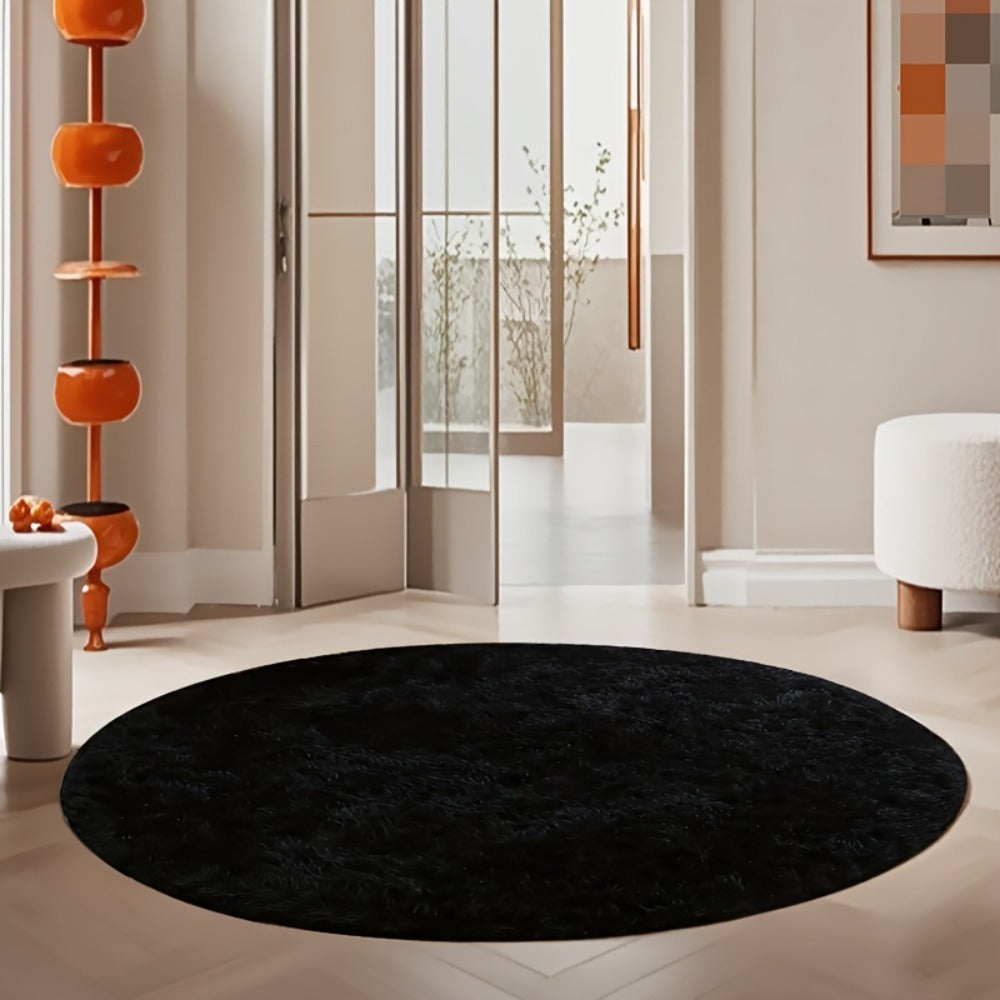 Area Rug Fluffy Faux-Fur Shag in Solid, Tie-Dye and Ombre Colors with Six available Room Sizes