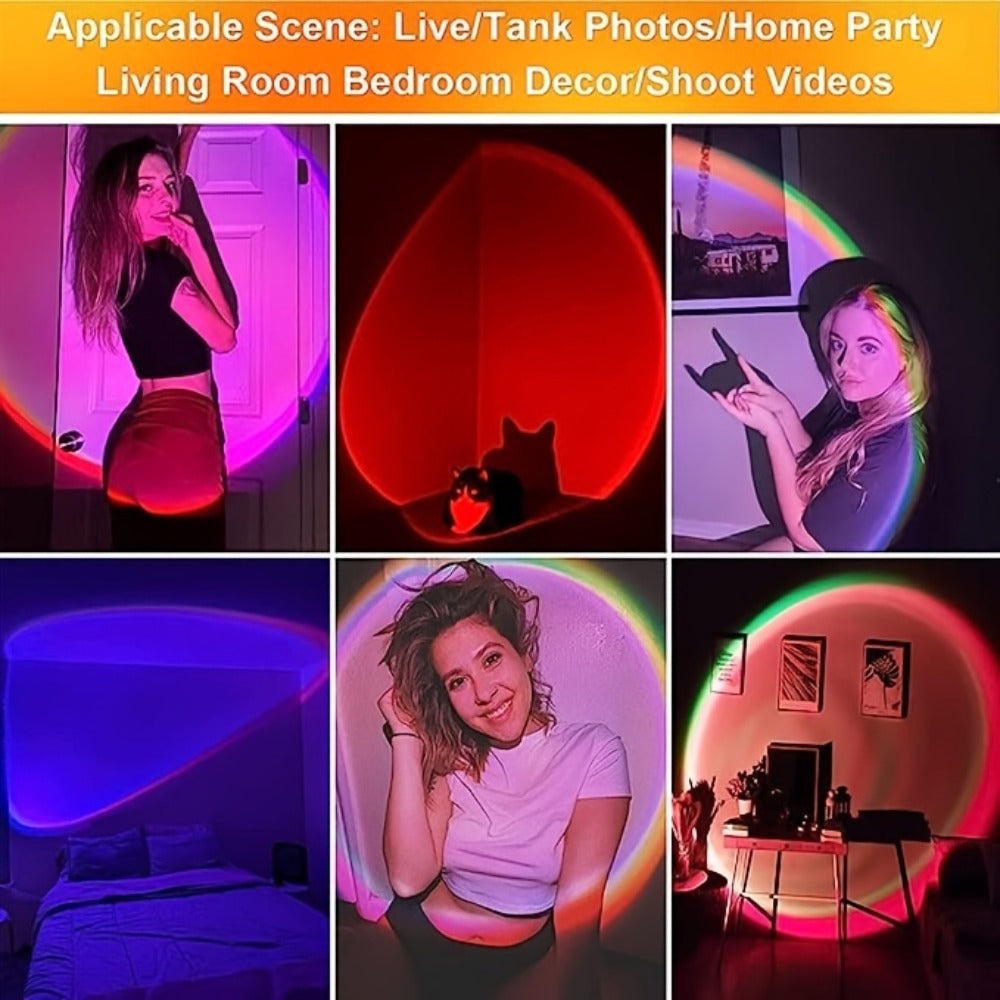 RGB Sunset Lamp Projection with Stand & Remote Control, USB Color Changing Sunset Light for Bedroom
