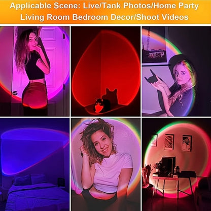 RGB Sunset Lamp Projection with Stand & Remote Control, USB Color Changing Sunset Light for Bedroom
