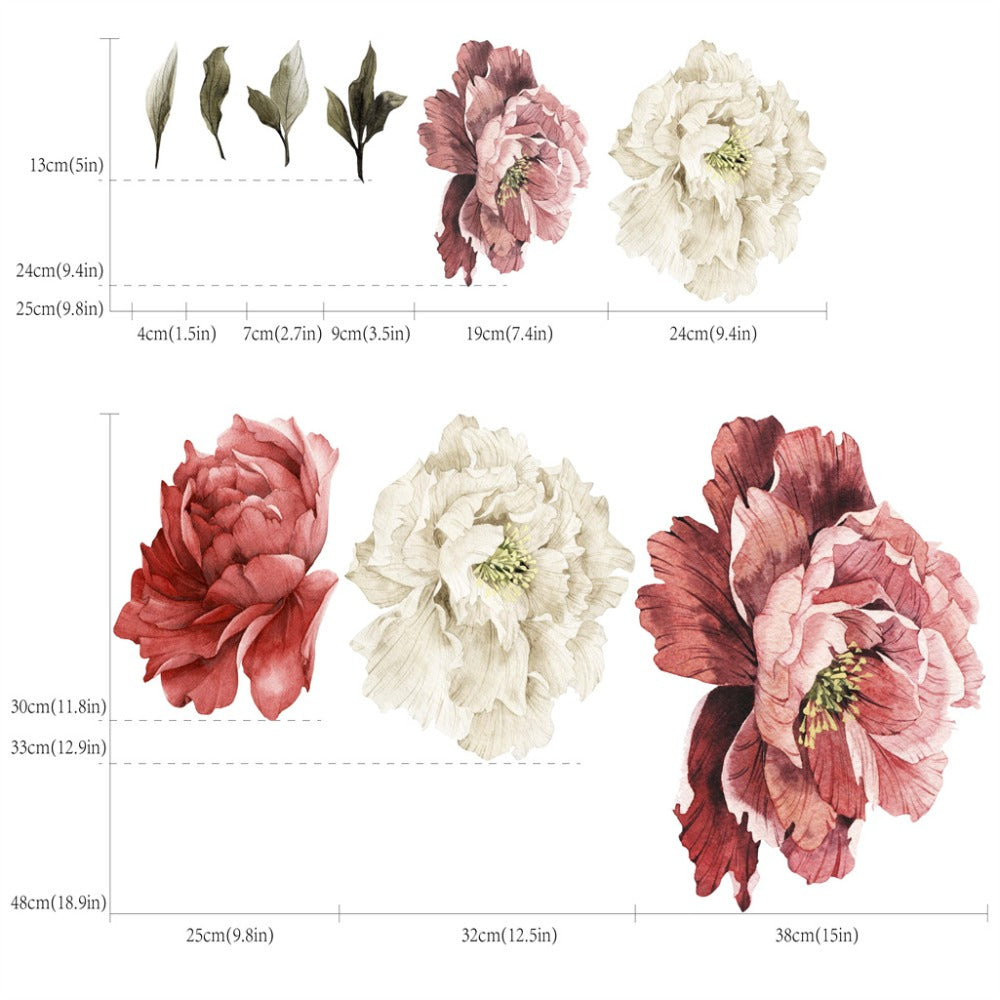 Peony Flower Window Glass Sticker – Anti-Collision Waterproof Decorative Glass Film, European Floral Wall & Window Decal for Home Decor