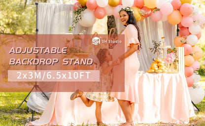 10x7ft Adjustable Backdrop Stand Kit for Photo Studio – Background Support System with 2 Stands, 4 Crossbars