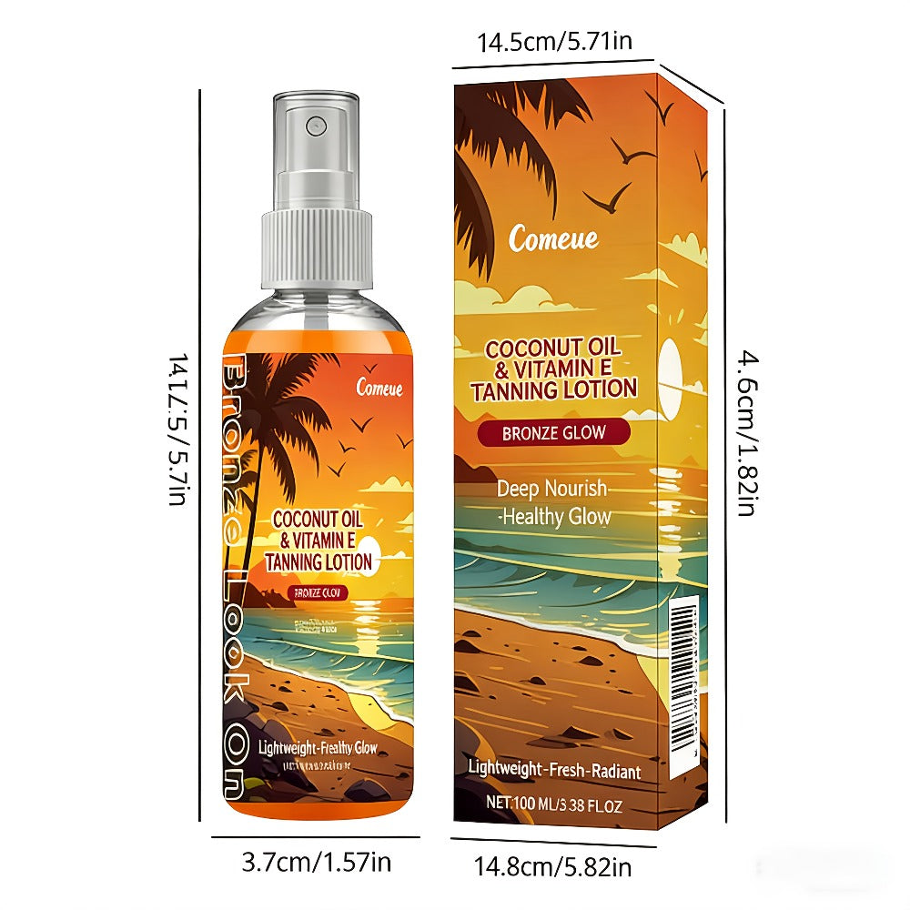 Self Tanning Spray with Coconut Oil 100ml Sunless Tanner for Natural Bronze Glow – Sun-Kissed Complexion Indoor Self Tan Hydrating
