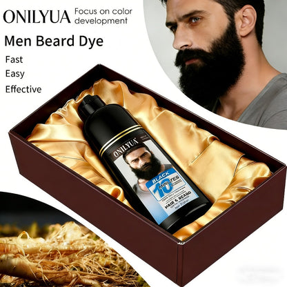 Beard Dye Shampoo for Men 2-in-1 Hair & Beard Grey Coverage Argan Oil No-Mix Formula for Bath Time, Home Spa and Personal Care