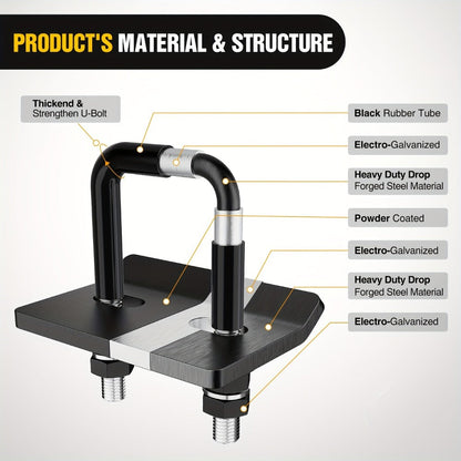 Trailer Hitch Tightener Anti Rattle Stabilizer 2 Inch Heavy Duty Steel U-Bolt with Rubber Cover Hitch Mount Wobble Eliminator for 2"