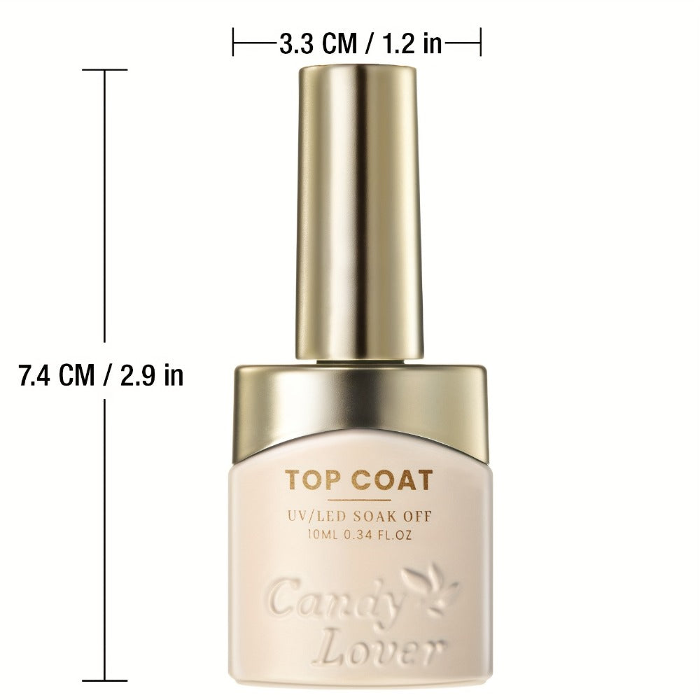 Gel Nail Polish 4-Piece Base and Top Coat Set with Glossy, Matte, Base and Strengthener Gels for UV/LED Soak-Off Use