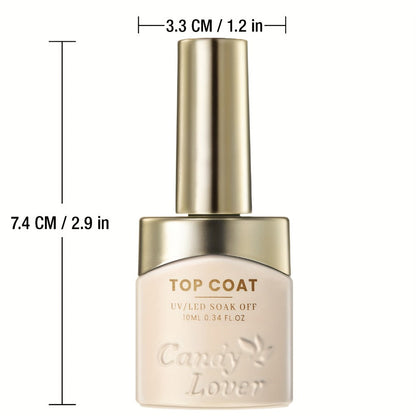 Gel Nail Polish 4-Piece Base and Top Coat Set with Glossy, Matte, Base and Strengthener Gels for UV/LED Soak-Off Use