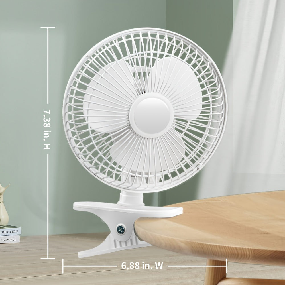 Turbo Table Fan 8 Inch 3-Speed Quiet Air Circulator, Wall Mountable with Adjustable Tilt and Carry Handle