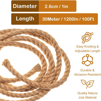 Manila Rope Natural Jute Twisted Hemp Rope for Entryways, Bedrooms and Living Spaces, with the Listed Configuration