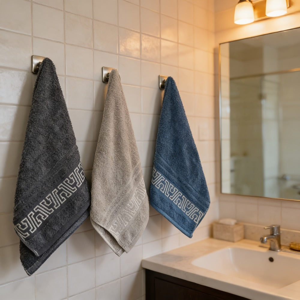 Bath Towels Set of 3 400GSM Microfiber Towels with Coastal Pattern for Bathroom and Spa for Home and Guest Use