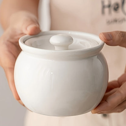 Ceramic Steam Stewing Pot - Water-Separated Clay Pot for Soups, Stews & Slow Cooking, Household Steaming Pot with Lid for One Person