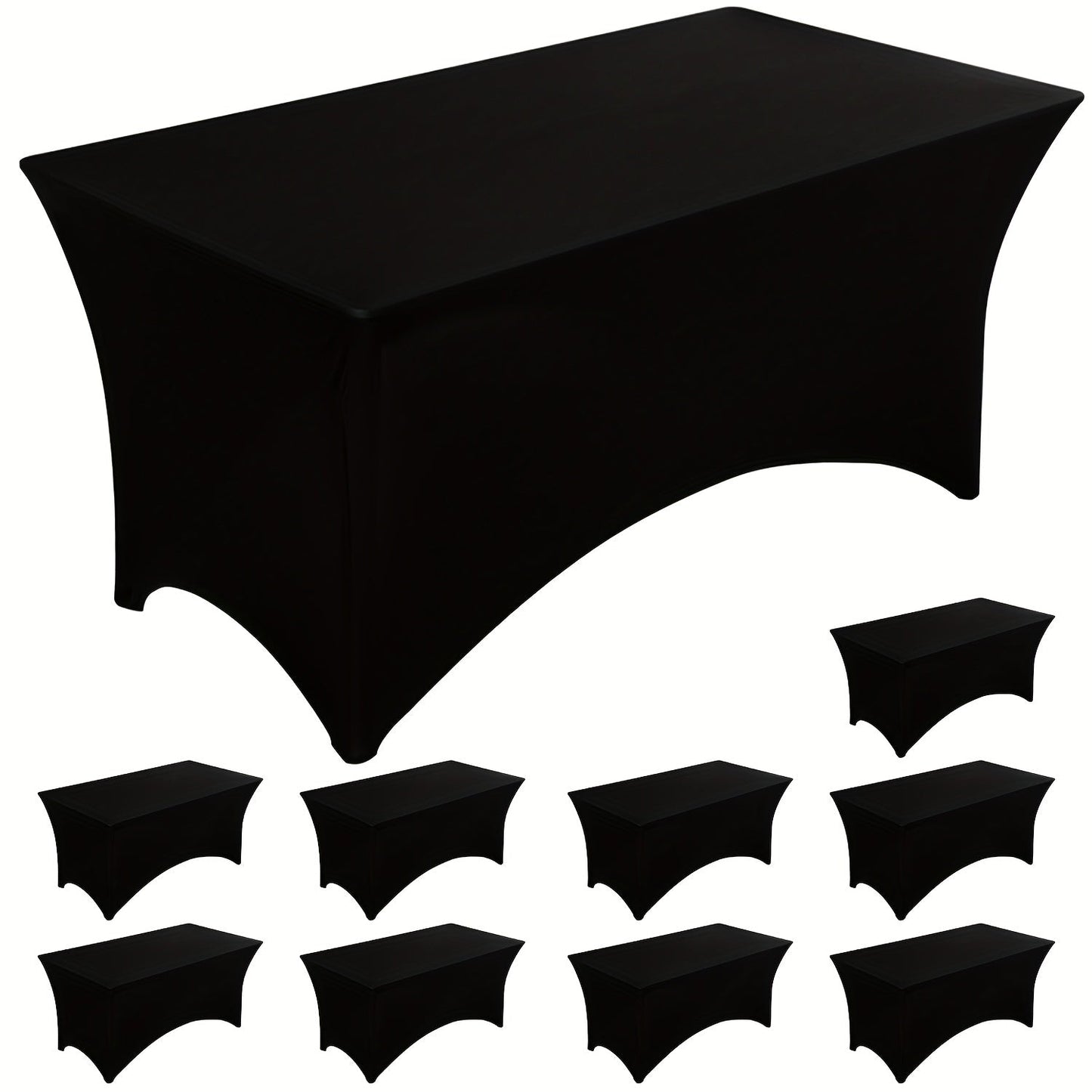 Tablecloth Fitted Stretch Cover 10-Piece Set for 6-Foot Rectangle Tables in White or Black