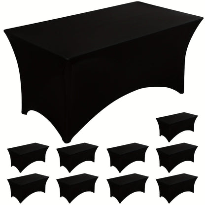 Tablecloth Fitted Stretch Cover 10-Piece Set for 6-Foot Rectangle Tables in White or Black