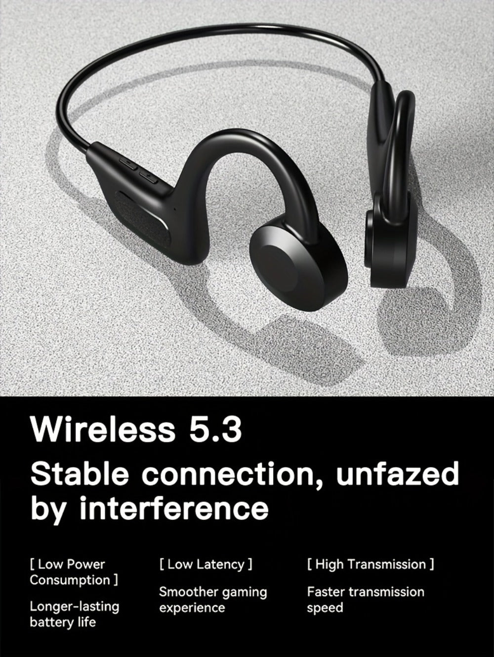 Open Ear Air Conduction Headphones Wireless, Mosyxe Sport Earphones with Noise Cancelling Mic, Seamless Bluetooth Pairing