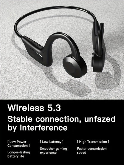Open Ear Air Conduction Headphones Wireless, Mosyxe Sport Earphones with Noise Cancelling Mic, Seamless Bluetooth Pairing