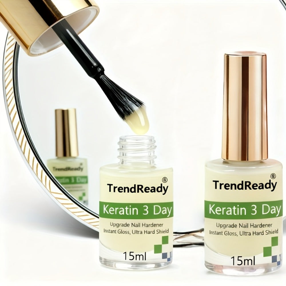 Vitamin E & Hyaluronic Acid Nail Hardener 2PCS 0.51oz – Protein Base Coat Ridge Filler & Concealer Quick Air-Dry Formula