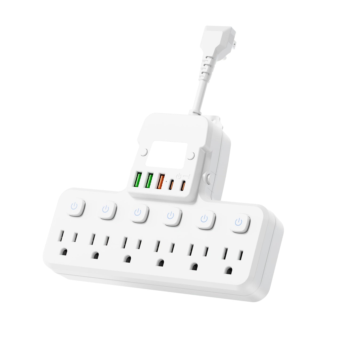 Night Light Wall Outlet Extender 11-in-1 with 6 AC Outlets & 5 USB Ports (3 USB-A & 2 USB-C), Surge Protector Adapter for Home