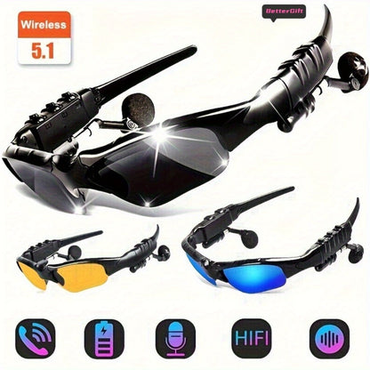 Open Ear Bluetooth Audio Glasses with Built-In Earbuds, Wireless Smart Sunglasses for Music & Hands-Free Calls