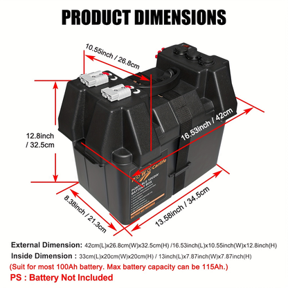 RV Battery Box Power Center Group 24-31 Smart Battery Holder with QC3.0 PD Fast Charge USB DC for an Everyday Personal Care Routine