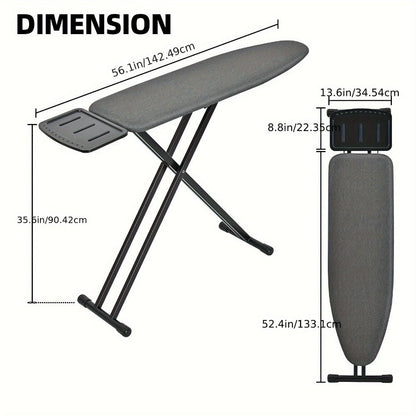 Freestanding Black Ironing Board with Multi-Height X-Leg Frame and Extended Iron-Rest Platform