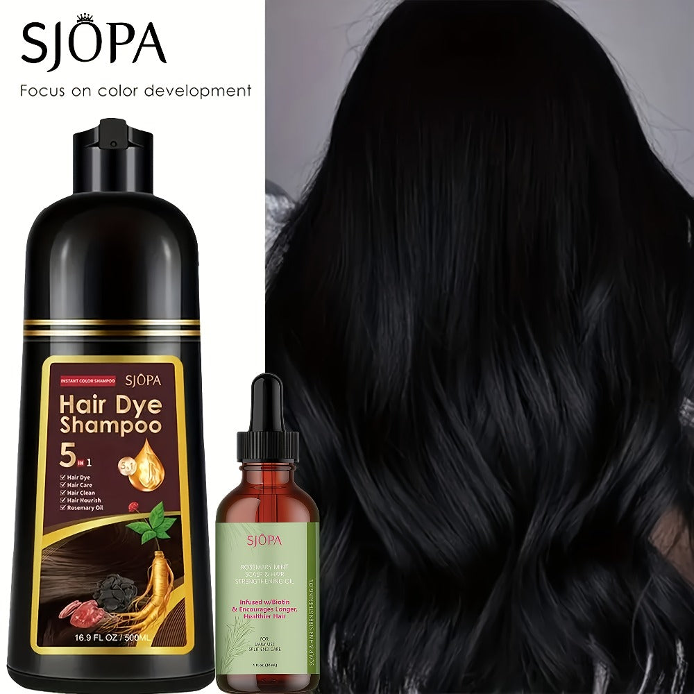 Hair Color Shampoo, SJOPA 5-in-1 16.9oz Bottle-and-Dropper Presentation with 12 Color Options