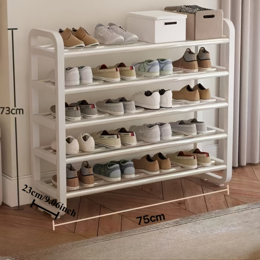 Shoe Rack 5-Tier Narrow Floor Organizer for Up to 18 Pairs in Black or White Tool-Free Options