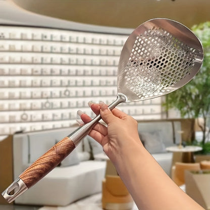 Stainless Steel Slotted Spoon Large Cooking Spoon for Frying Hot Pot Draining Serving for Home Cooking, Dining and Outdoor Meals