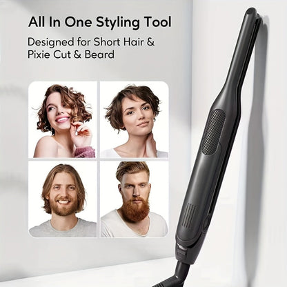 Mini 0.3 Inch Hair Straightener 2-in-1 Curler Titanium Plates 5 Heat Settings 450°F, for Home, Travel and Salon Hair Styling