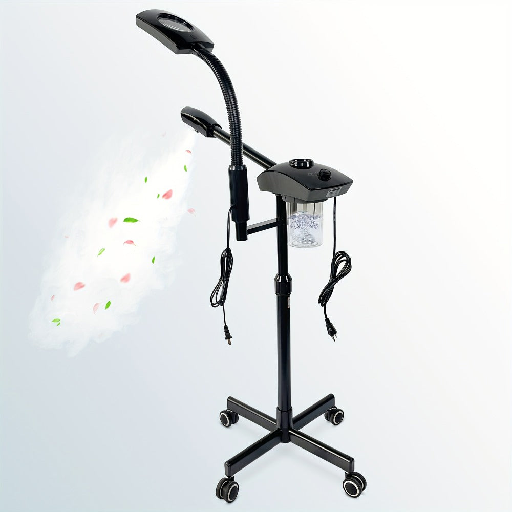 Facial Steamer with Ozone & 3X Magnifying Lamp, 2-in-1 Professional Wheeled Spa Steamer, Timer Preset