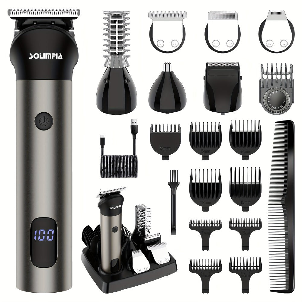7-in-1 Hair Clipper Grooming Kit for Men Professional Cordless Barber Trimmer Set Beard Nose for Entryways, Bedrooms and Living Spaces