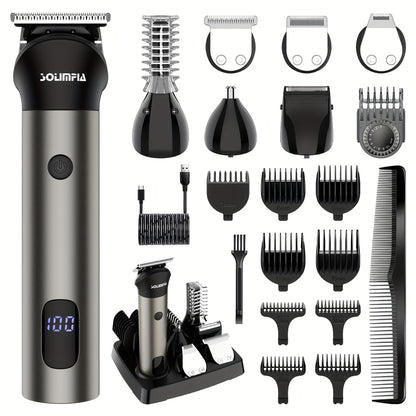 7-in-1 Hair Clipper Grooming Kit for Men Professional Cordless Barber Trimmer Set Beard Nose for Entryways, Bedrooms and Living Spaces