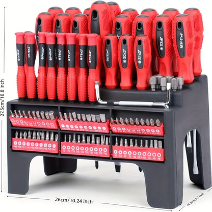 Screwdriver and Bit Organizer Set with 100-, 118- or 126-Piece Color-Coded Rack Configurations
