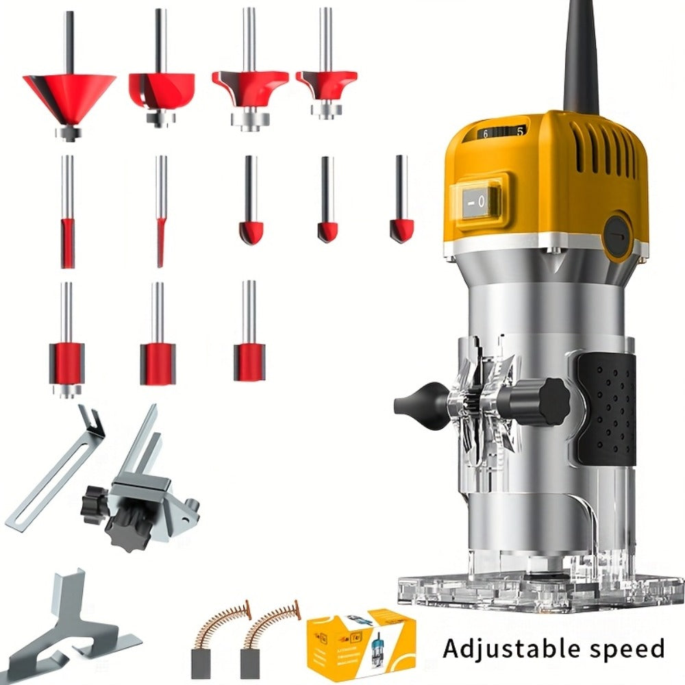 Wood Router 800W Trim Router for Woodworking - 35000RPM Electric Router with Edge Guide, Roller Guide