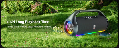 JYX D20 Portable Bluetooth Boombox Speaker with 3D Surround Sound, RGB Disco Lights, Deep Bass Boost