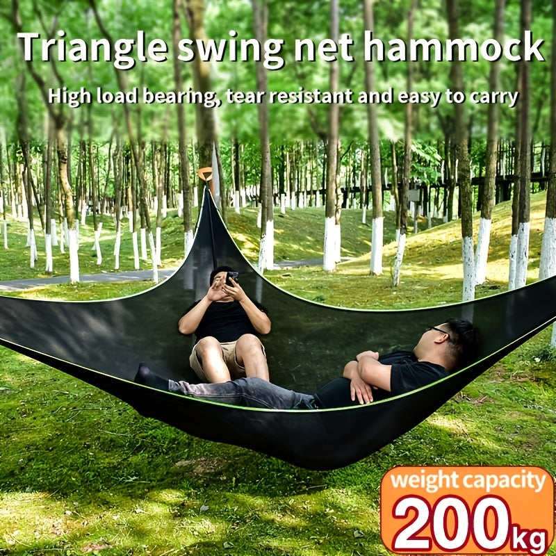 Outdoor Triangle Hammock Multi-Person – Large Aerial Tree Tent, Mesh Swing Camping Hammock for Backyard, Camping & Relaxing