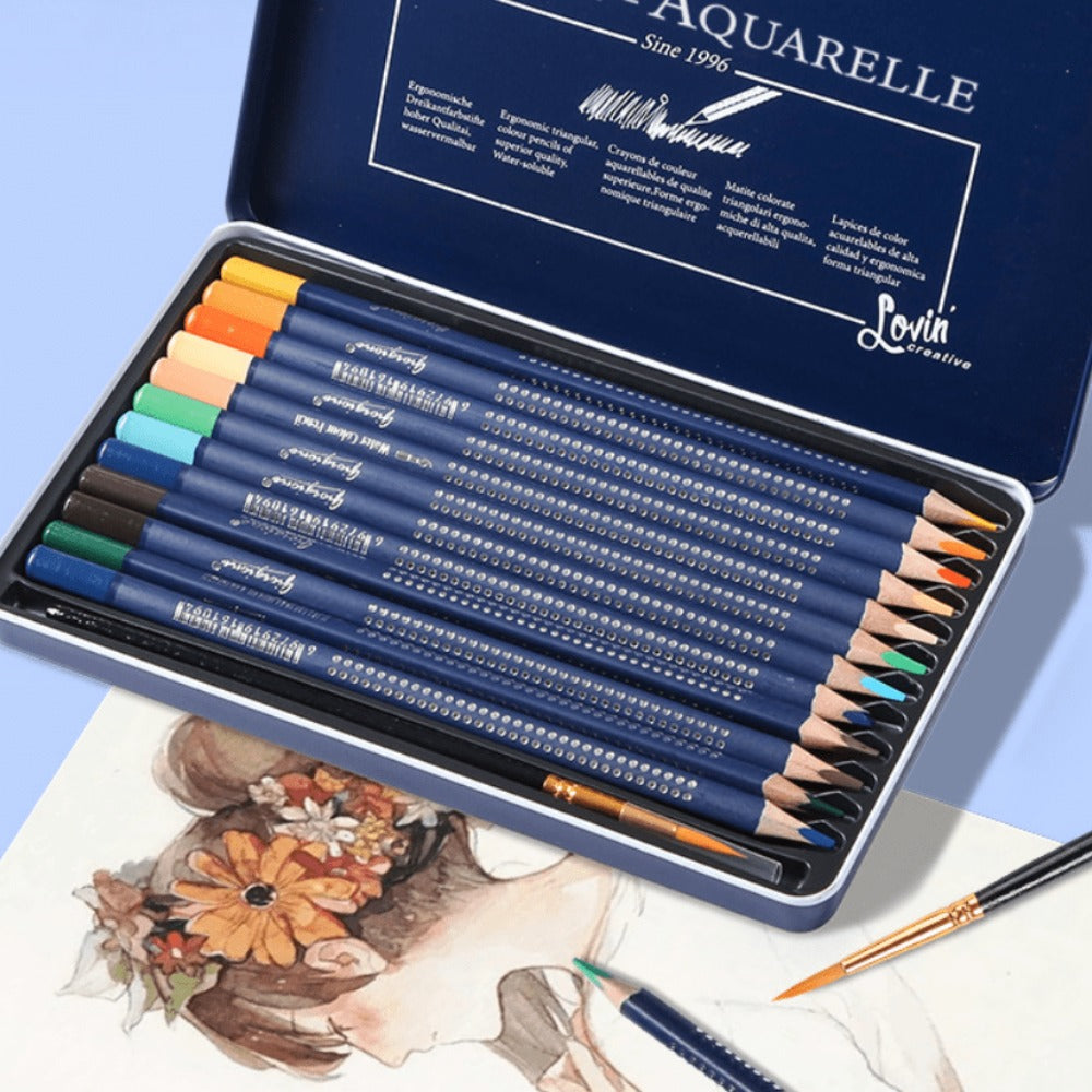 Water Soluble Colored Pencils 12 Colors Set with the Listed Color, Size or Set Options for Everyday Use