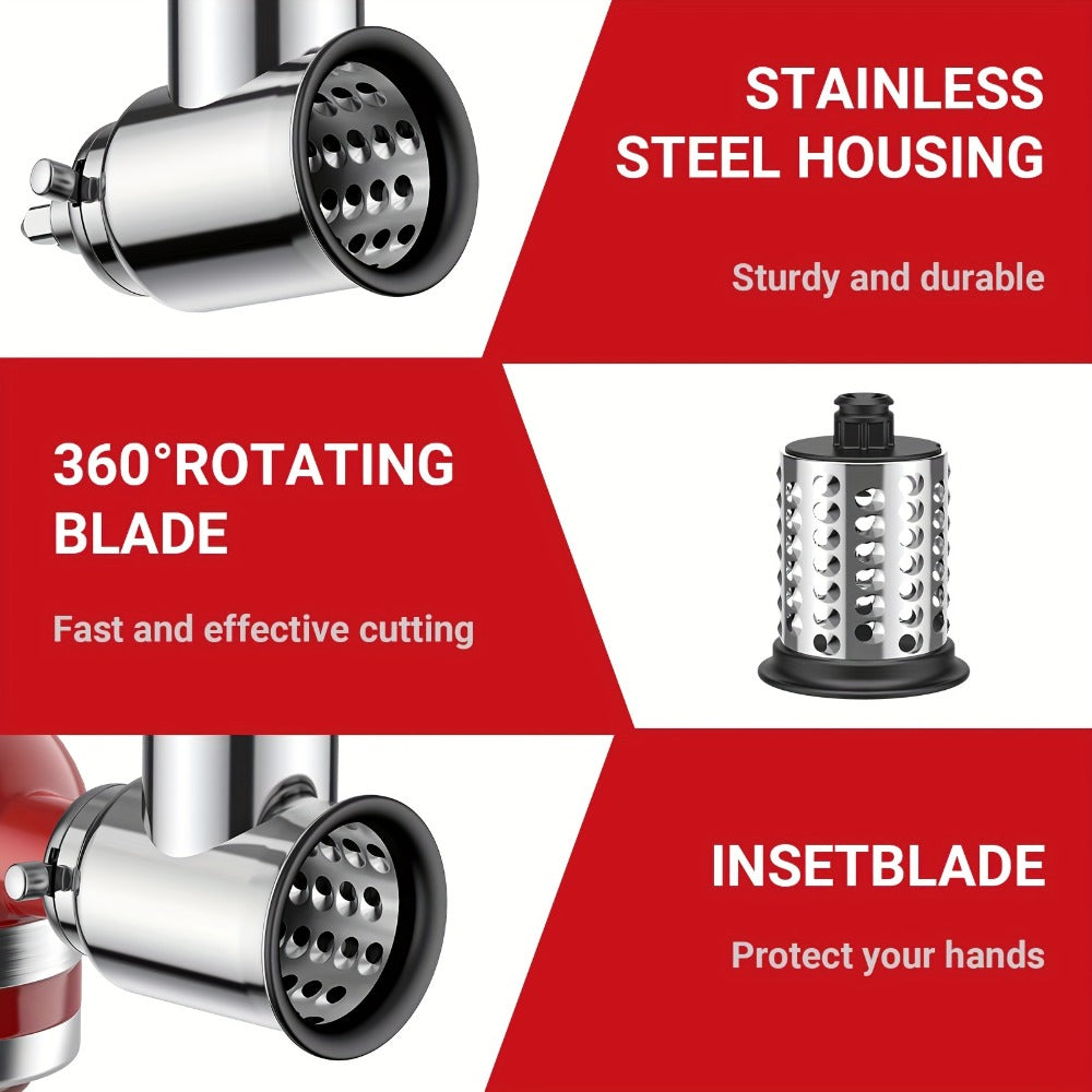 Stainless Steel Slicer Shredder Attachment for Stand Mixers with 4 Blades for Entryways, Bedrooms and Living Spaces