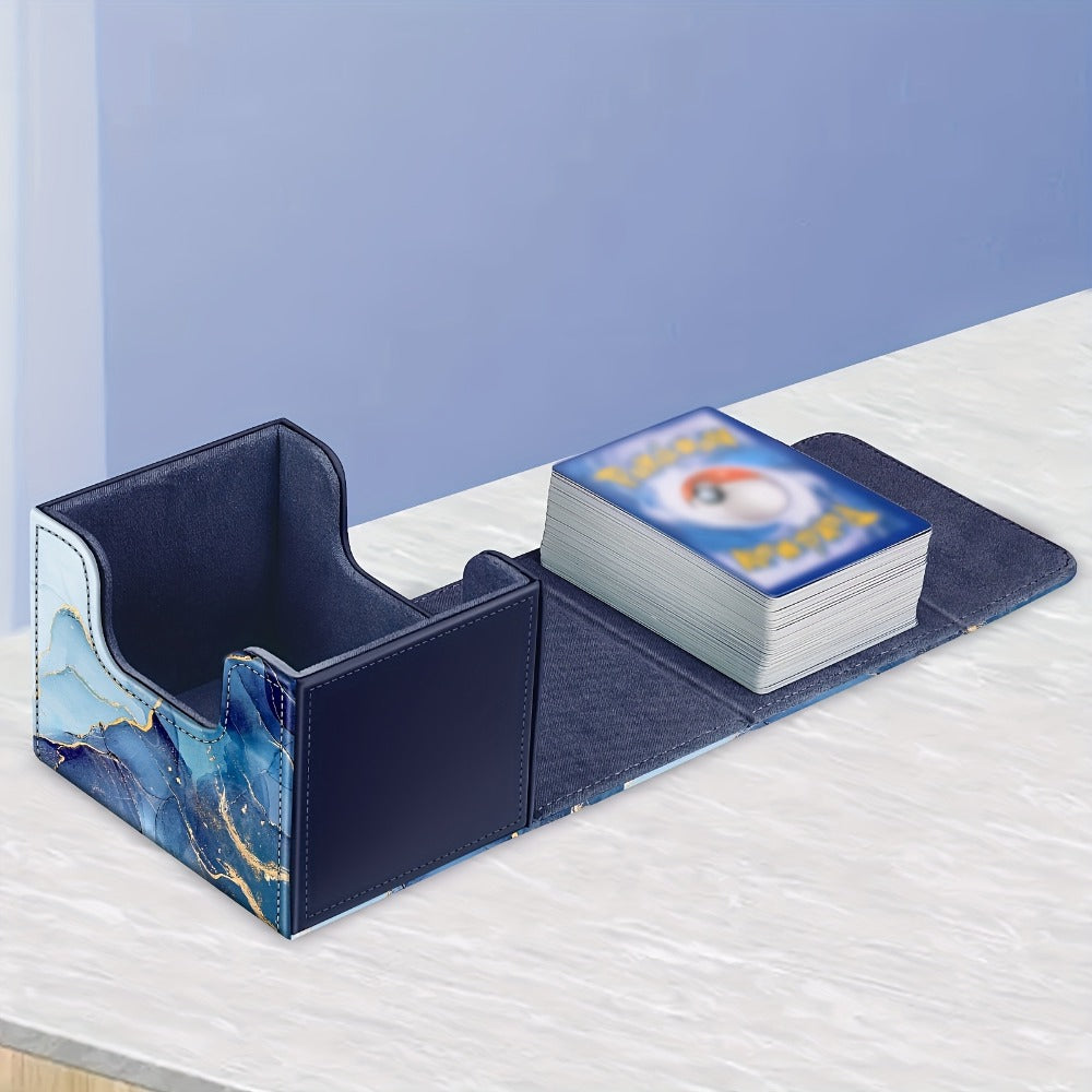 Magnetic Trading Card Deck Box with Six Marble-Style Color Options, Divider and Pictured 10.5 cm Width