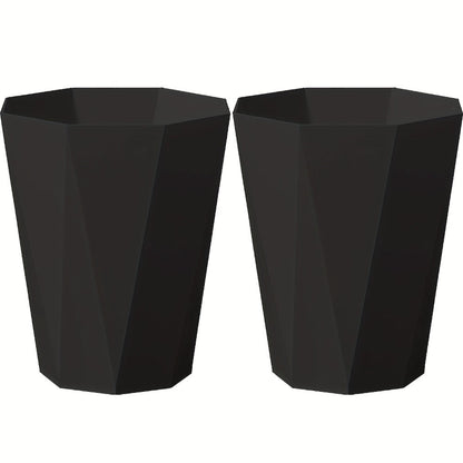 Trash Can 2 Pack Nordic Octagonal Wastebasket – Small Open Top Geometric Plastic Waste Bin with Brushed Finish for Bathroom