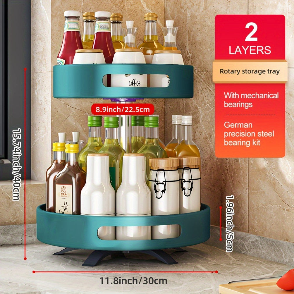 Rotating Spice Rack Double Layer Stainless Steel Countertop Corner Seasoning Storage for Laundry Rooms, Closets and Home Organization
