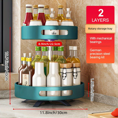 Rotating Spice Rack Double Layer Stainless Steel Countertop Corner Seasoning Storage for Laundry Rooms, Closets and Home Organization