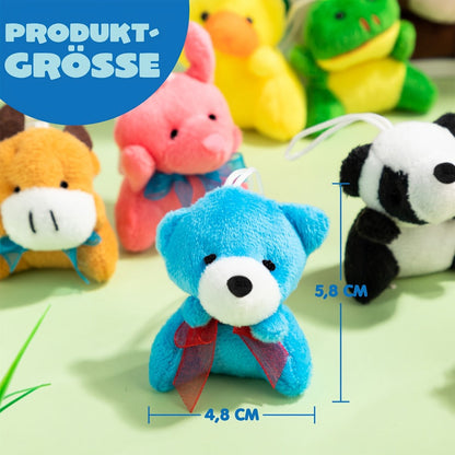 36 Pack Mini Stuffed Animals Bulk, 3 Inch Animal Plush Toys with Keychain 36 Unique Designs