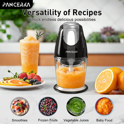 Electric Food Chopper Mini Food Processor, One-Touch 600ml Vegetable Chopper with 4 Stainless Steel Blades