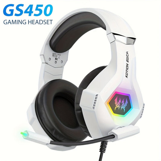 GS450 Gaming Headset Surround Stereo with LED Lights & Memory Earmuffs for Bedside Audio, Alarms and Room Entertainment