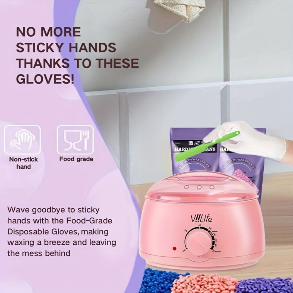 Hard Wax Warmer Kit 43 Piece Complete Home Waxing Set with Pink Hard Wax Beads – No Strip Hair Removal for Face Eyebrow Body Brazilian