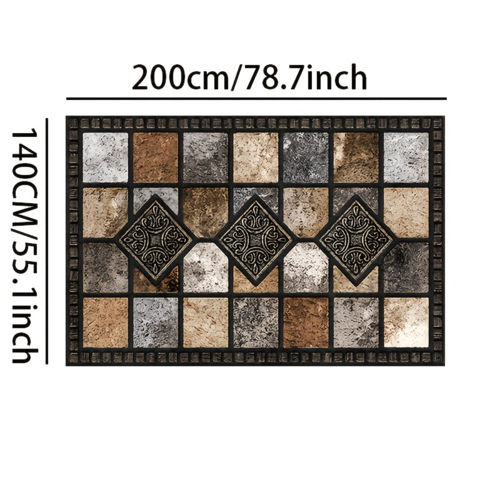 Area Rug for Bedroom, 56x80 Marble Tile Print with Soft Surface for Living Room, Bedroom or Covered Patio
