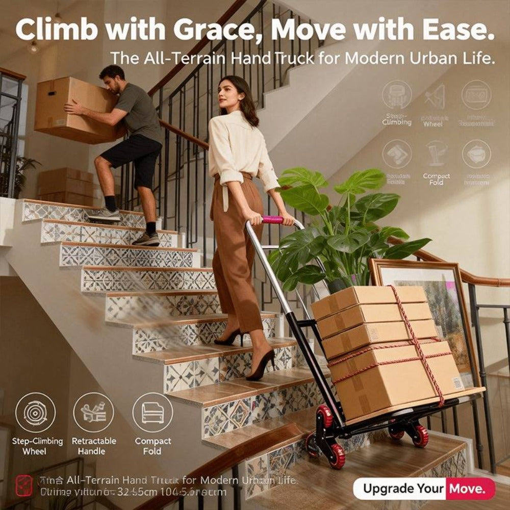 Folding Hand Truck Stair Climbing Wheels Heavy Duty 220 450 680 LBS Capacity Compact Collapsible Handcart Dolly for Home Warehouse Grocery