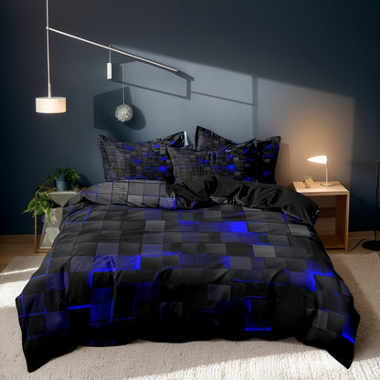 3-Piece Duvet Cover Set with Dimensional Geometric Cube Print, Zipper Closure and Five Color Options