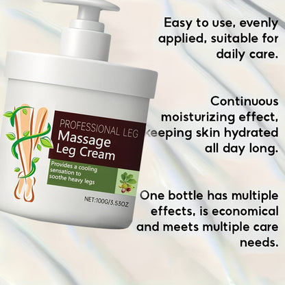 Leg Massage Cream with Snakehead & Bee Venom, Multi-Functional, Moisture, Non-Greasy Formula, Gentle for Sensitive Skin